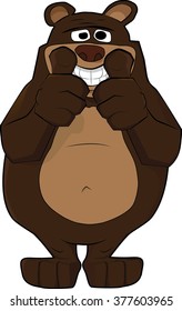 Funny Teddy Bear with thumb up and smile  isolated on white background for posters