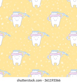 Funny teeth seamless background