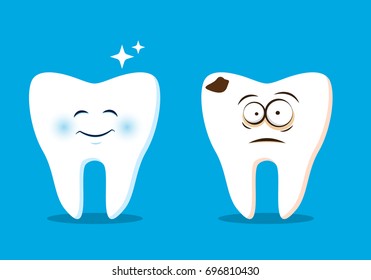 Funny teeth set. Vector illustration. For kids, web, print