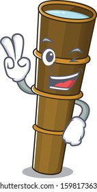 Funny telescope Scroll cartoon Character with two fingers