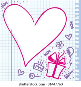 funny template of birthday card with hand drawn elements