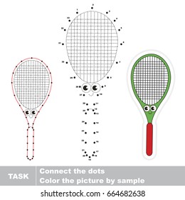 Funny Tennis Racket. Dot to dot educational game for kids.