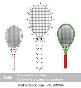 Funny Tennis Rocket. Dot to dot educational game for kids.