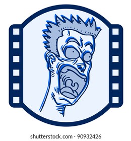 Funny terror face in cinema icon