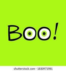 Funny text Boo. Monster cartoon eyes. Vector illustration