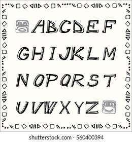 Funny text font illustration with frame
