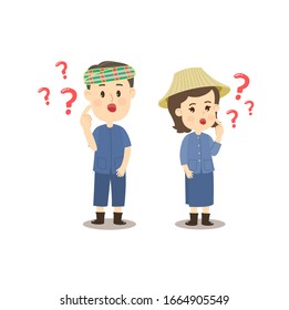 Funny Thai Farmer Character Vector