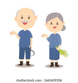 Funny Thai Farmer Vektorillustration