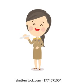 Funny Thai Teacher Character Vector