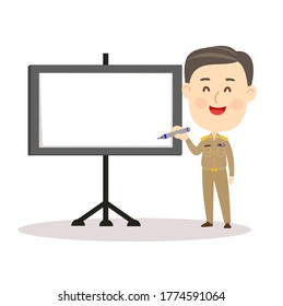 Gracioso vector de caracteres de profesor tailandés