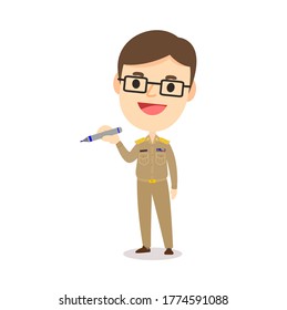 Funny Thai Teacher Character Vector