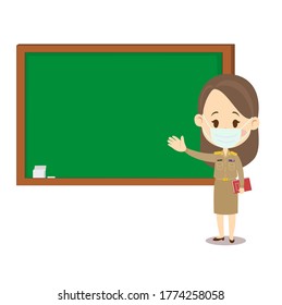 Funny Thai Teacher wearing  Mask Character