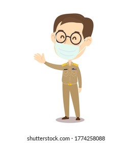Funny Thai Teacher wearing  Mask Character