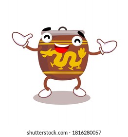 Funny Thai Water Jar with Dragon Patterns