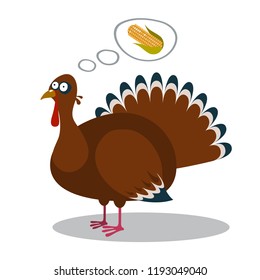 Funny thanksgiving turkey thinking about corn