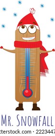 divertido termómetro en invierno en la nieve.