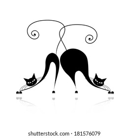 Funny thick and thin cats silhouette for your design