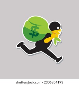 caricatura divertida de ladrones, ilustración del vector de caracteres