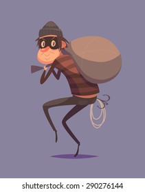 Funny Thief Character. Isolated Vector Illustration.