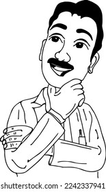 Idea divertida Ilustración de vectores de arte de línea de hombre perfecta para esbozar y dibujar