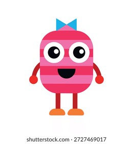 Engraçado robô doce tridimensional com grandes olhos expressivos isolados no fundo branco