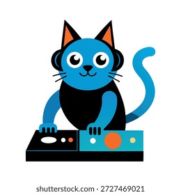 Engraçado gato tridimensional dj misturando música energeticamente isolado no fundo branco limpo