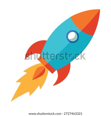 Funny three dimensional pencil rocket blasting off isolated on clean white background
