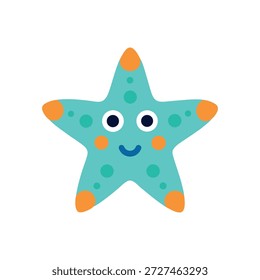 Estrella de mar tridimensional divertida con la cara linda y los lunares aislados en blanco