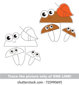 Funny Three Mushroom to be traced only of one line, the tracing educational game to preschool kids with easy game level, the colorful and colorless version.