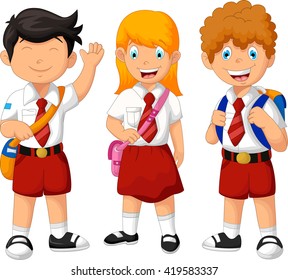 Funny Three Student Cartoon Stock Vector (Royalty Free) 419583337 ...