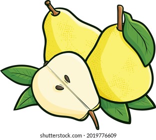 Funny three yellow pears from diagonal top view