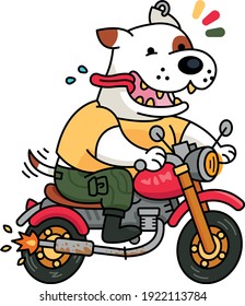 Gracioso "Thug" Perro Biker Carácter logo Mascot Dibujo de dibujos animados