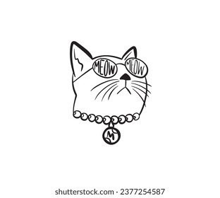 Funny Thug Life Cat with glasses Swag Illustration