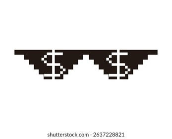  Funny thug life meme symbol, 8bit sunglasses vector, isolated on transparent background