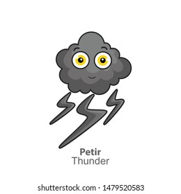 Funny Thunder vector illustration, dark clouds.