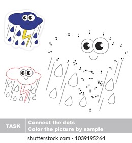 Funny Thunderstorm Weather. Dot to dot educational game for kids.