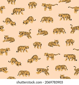 divertidos tiger africanos vector patrón sin fisuras