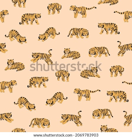funny tiger african animals vector seamless pattern