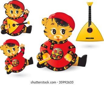 Funny tiger in with balalaika