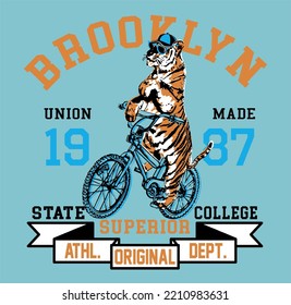 funny tiger cartoon biking designs for your kids t-shirt print 