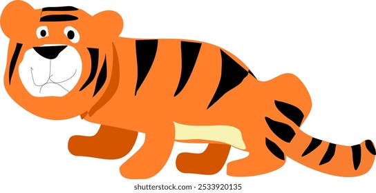 Engraçado Tigre Cartoon Isolado Animal Vetor