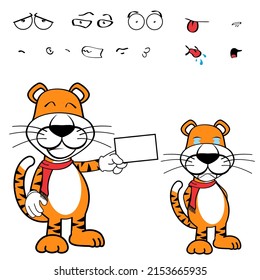 funny tiger cartoon kawaii pack in vector format