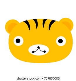 Funny Tiger Face, Isolated on White
