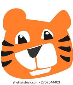 Funny Tiger Head Cartoon Isolated Animal Vector