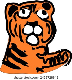 Funny Tiger Isolated Animal Cartoon Vector