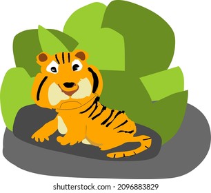 Funny Tiger Looking Surprised Animal Vector