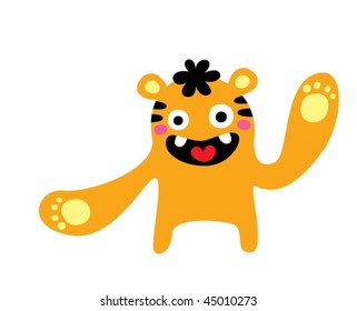 funny tiger monster doodle