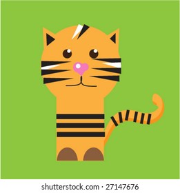 Funny tiger on green background.
