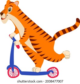 
Un tigre gracioso en una moto