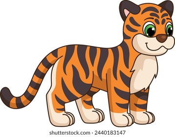 Funny tiger. Wild jungle predator. Cartoon animal